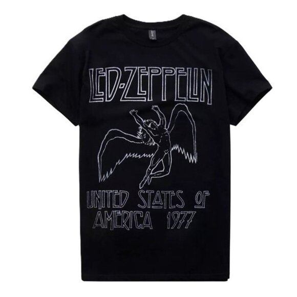 Led Zeppelin United States of America 1977 Men's XL Black T-Shirt NWT - Picture 1 of 6